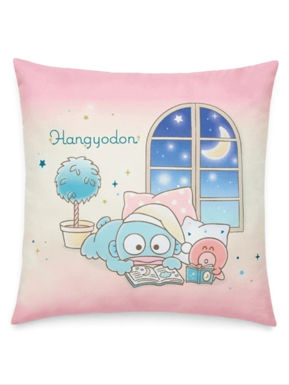 Sanrio Hangyodon relaxing Square Pillow Cushion Pink